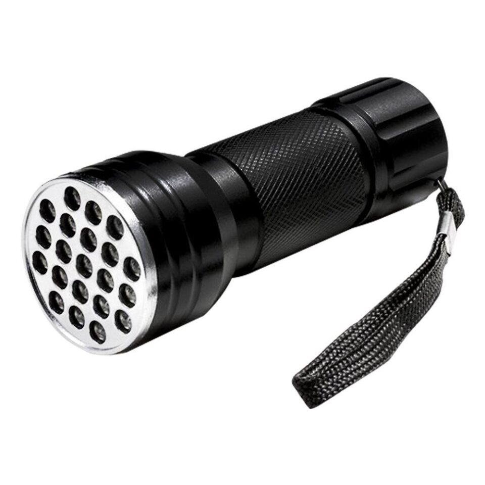 Powermaster Pm-6351 Uv Ultra Viyole Işıklı 21 Ledli 10 Cm Metal Pilli El Feneri Ultra Viole Para Kontrol Fener