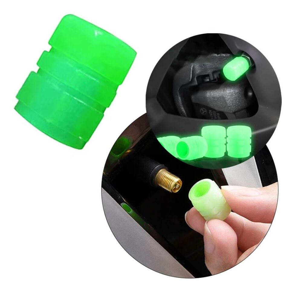 Ayt Sunup SN-21012 Yeşil Fosforlu Işık Saçan Lastik Sibop Kapak Tekli Fosforlu Oto Araç Lastik Sibop Kapağı