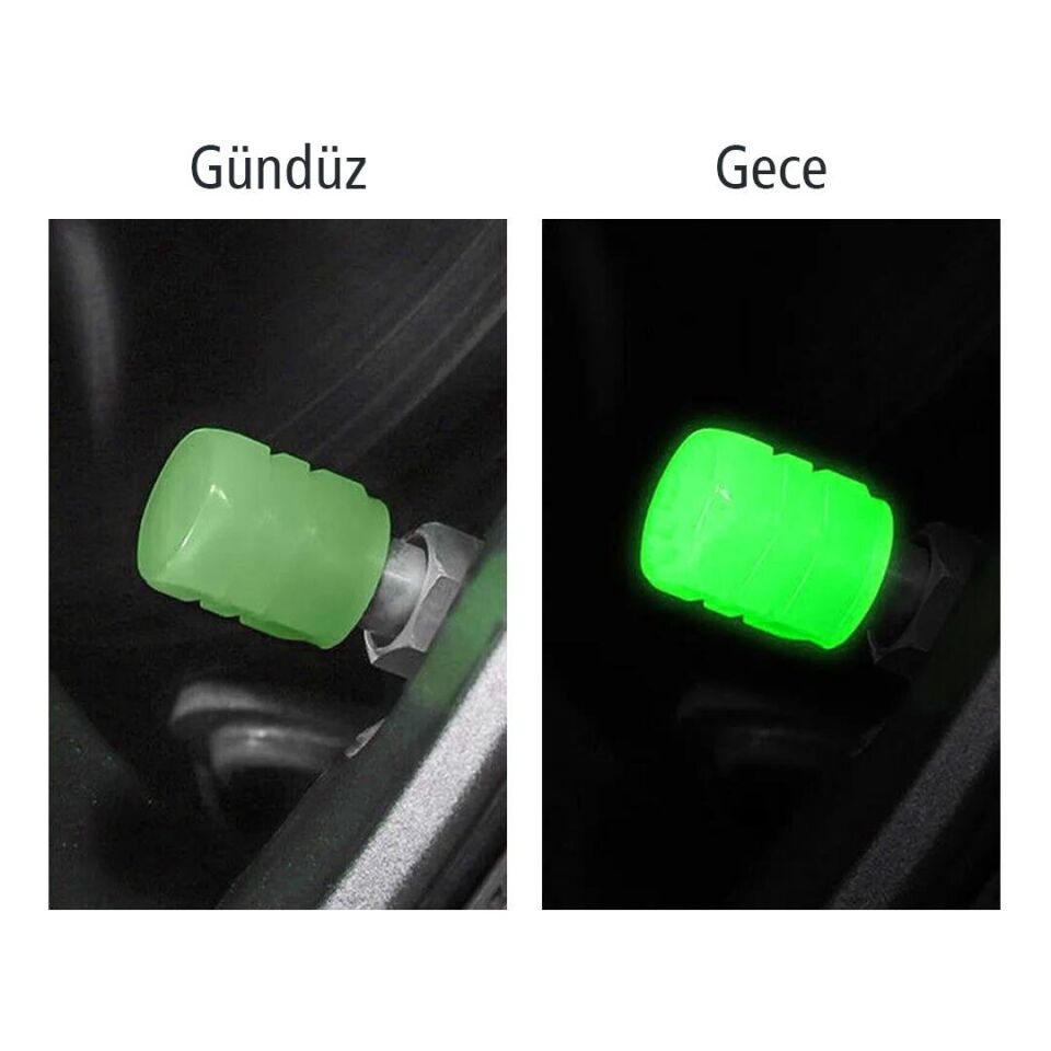 Ayt Sunup SN-21012 Yeşil Fosforlu Işık Saçan Lastik Sibop Kapak Tekli Fosforlu Oto Araç Lastik Sibop Kapağı