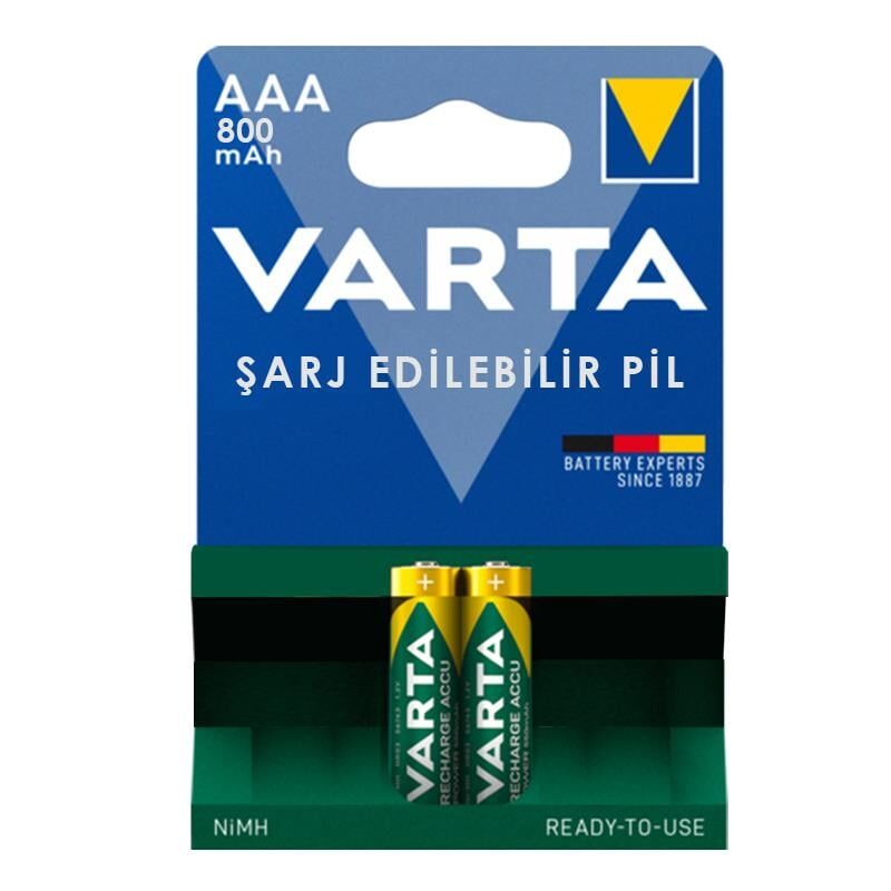 Varta 56703 1.2V 800 Mah Şarjlı AAA İnce Kalem Pil (2'Li Paket)