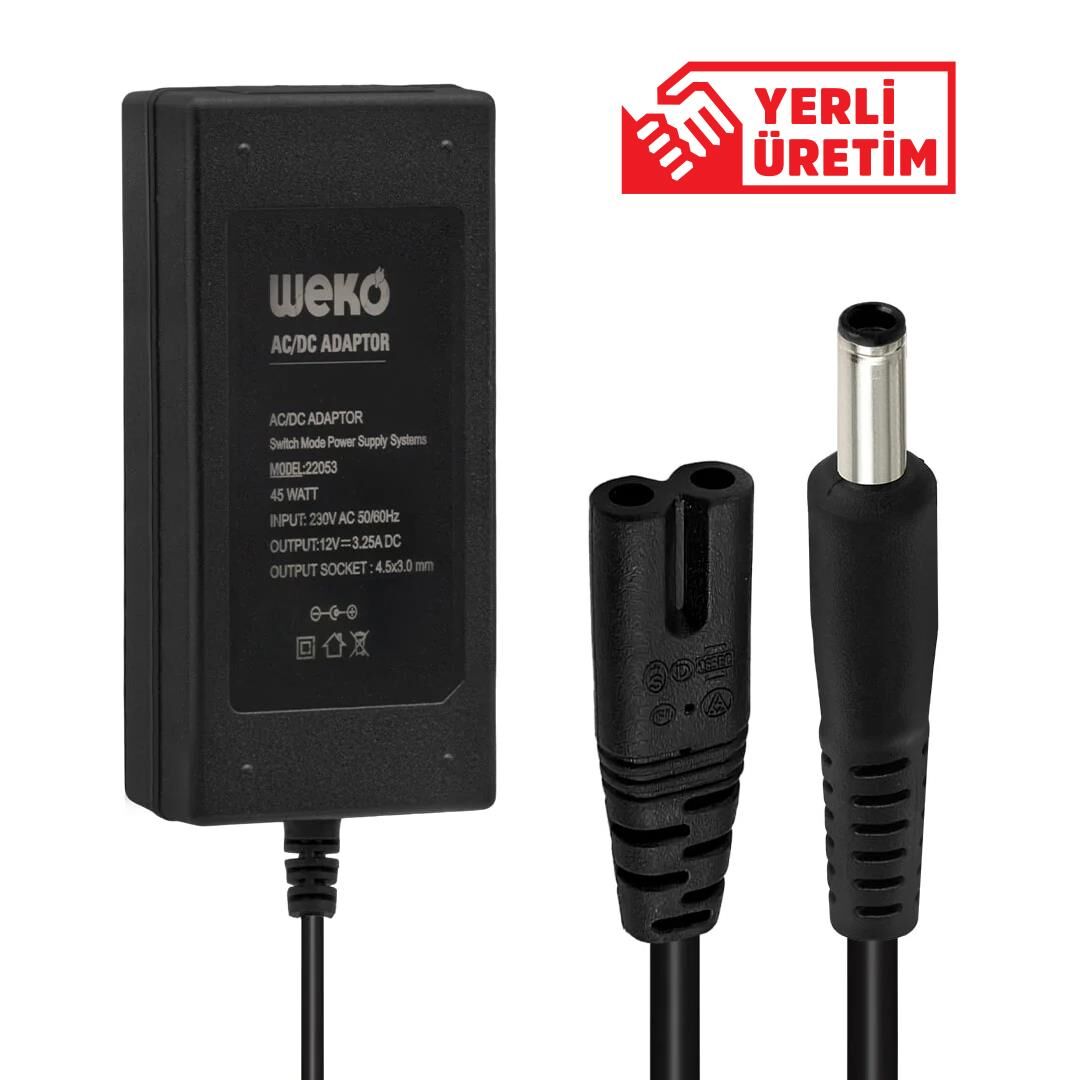 Ayt Weko 12 Volt 3.25 Amper 4.5x3.0mm Uçlu Notebook Adaptör Yerli Üretim
