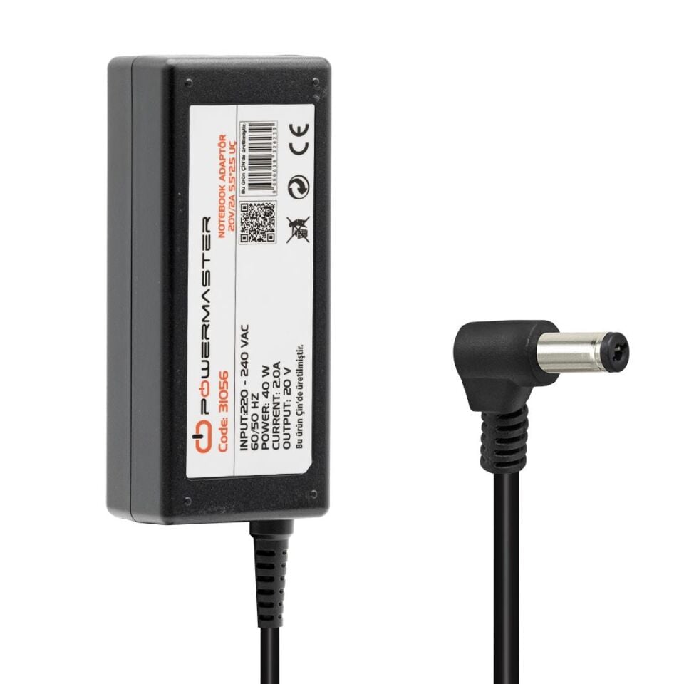 Powermaster 20 Volt 2 Amper 5.5 2.5 Uçlu Lenovo Ibm Notebook Adaptörü