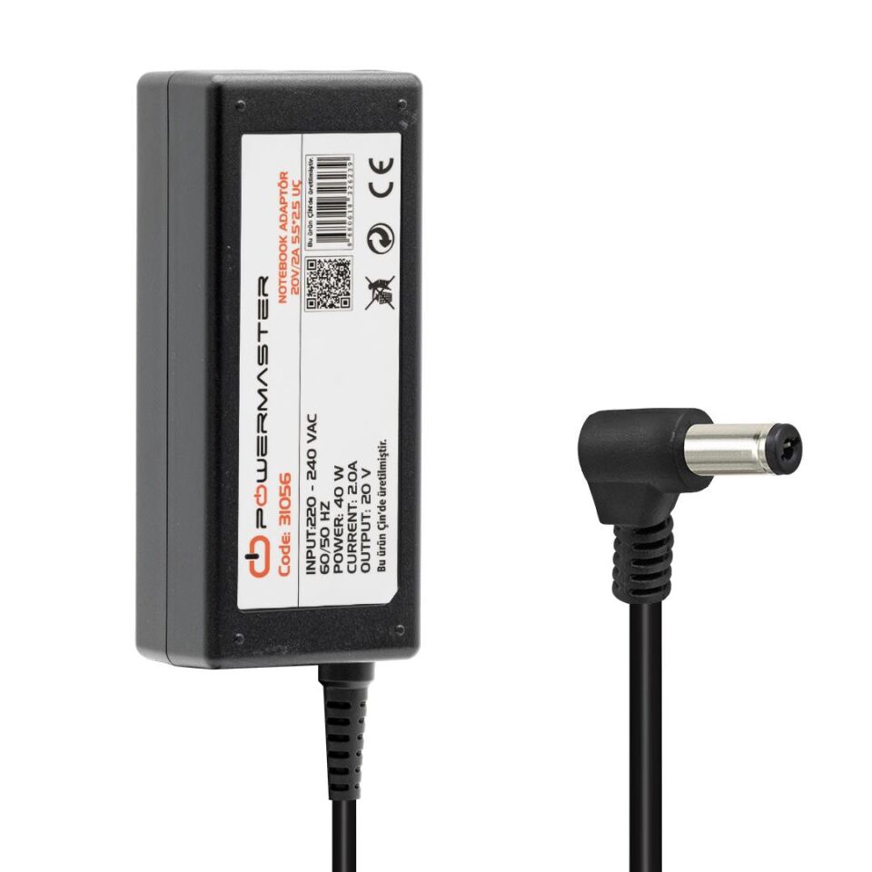 Powermaster 20 Volt 2 Amper 5.5 2.5 Uçlu Lenovo Ibm Notebook Adaptörü