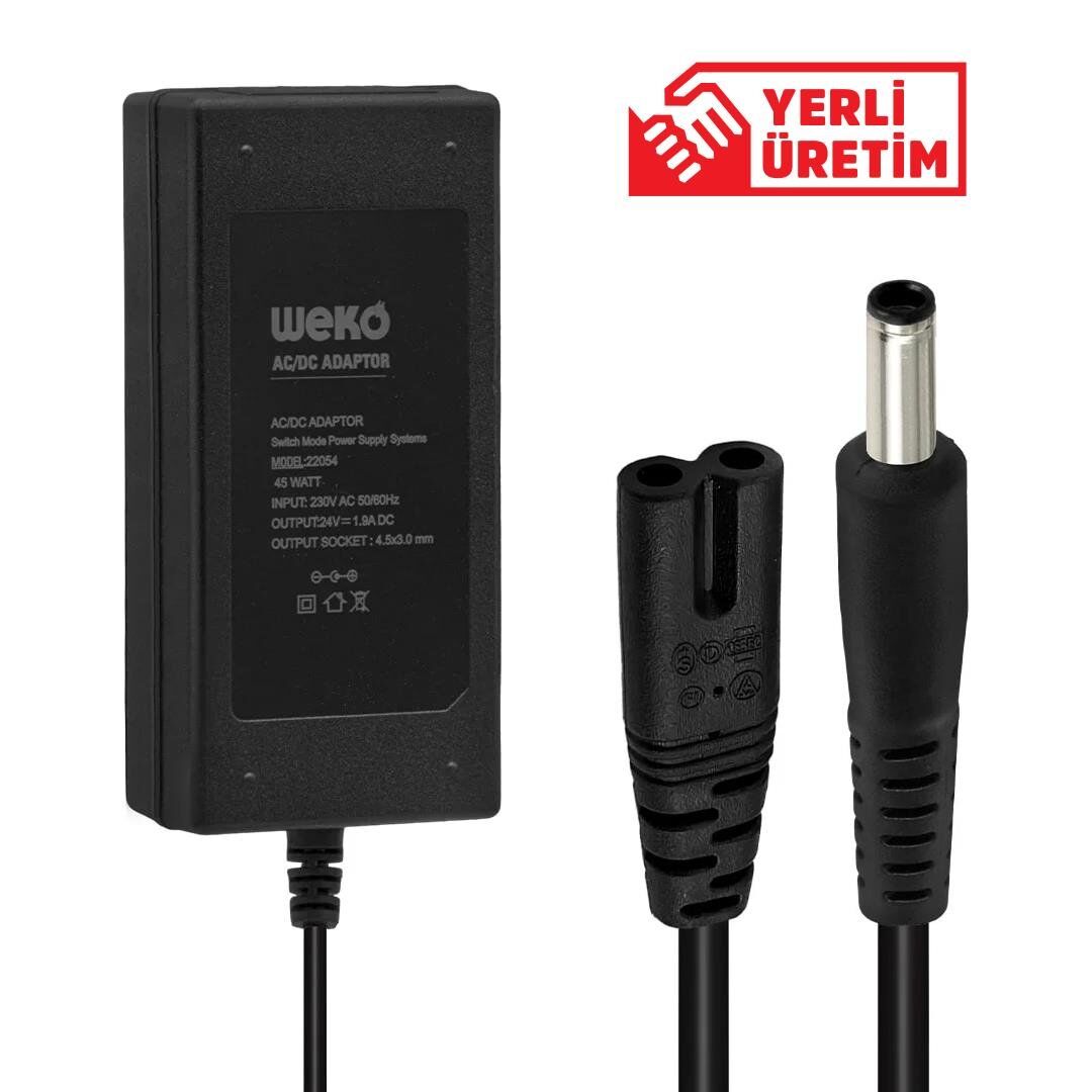 Ayt Weko 24 Volt 1.9 Amper 4.5x3.0mm Uçlu Notebook Adaptör Yerli Üretim