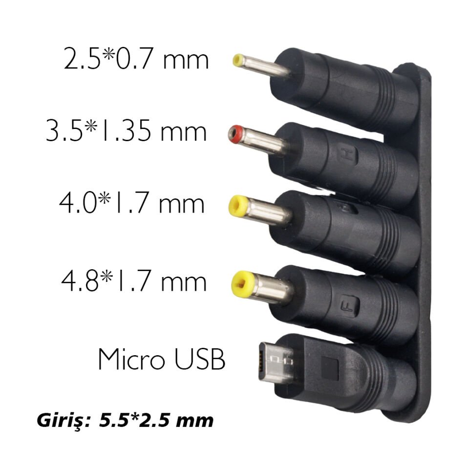 Ayt Weko Çoklu Adaptör Yedek Uç Çevirme 2.5x0.7MM- 4.8x1.7MM- 3.0X1.1MM-4.0X1.7MM- Micro Usb