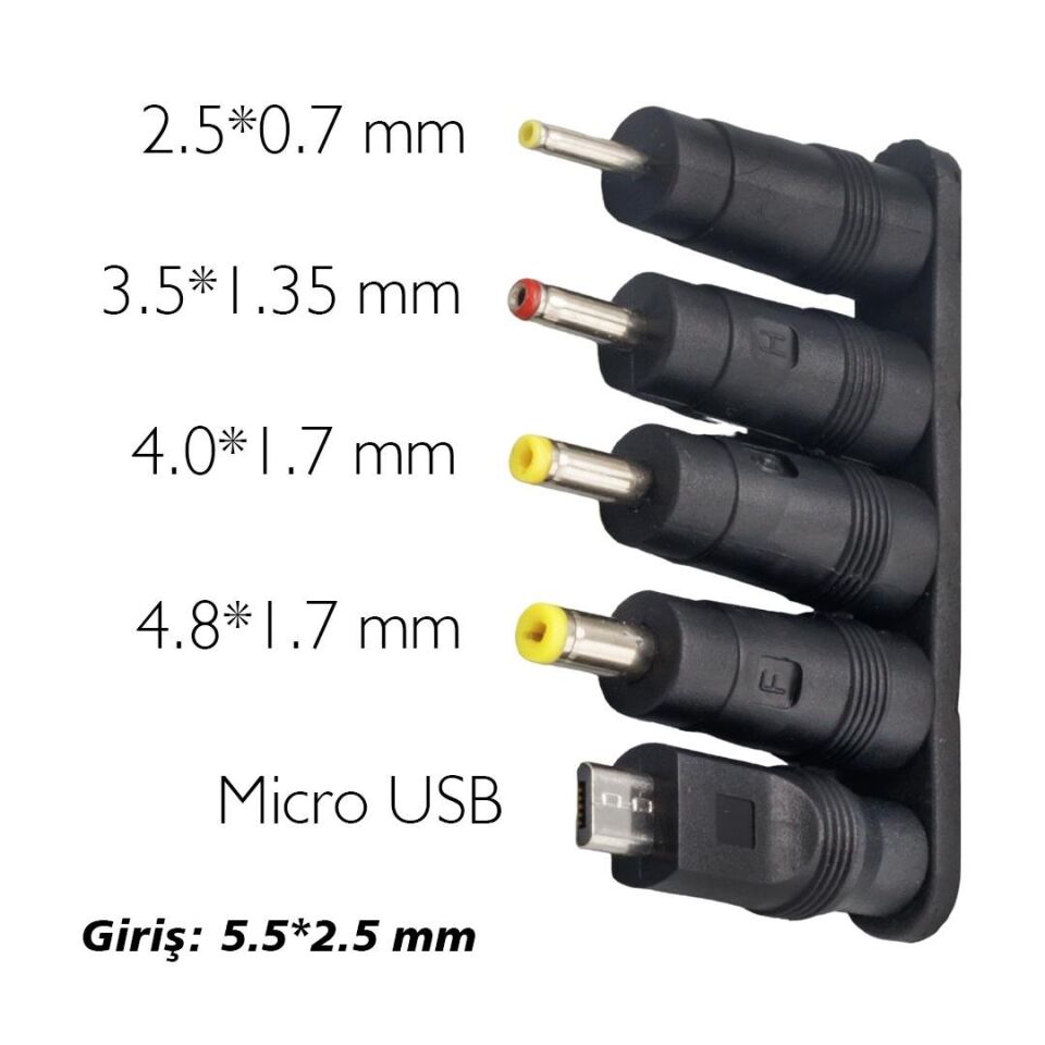 Ayt Weko Çoklu Adaptör Yedek Uç Çevirme 2.5x0.7MM- 4.8x1.7MM- 3.0X1.1MM-4.0X1.7MM- Micro Usb