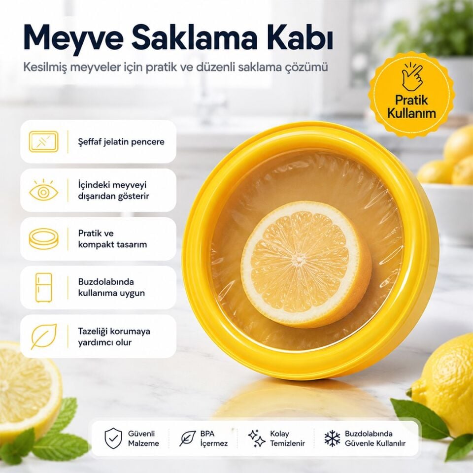 Sunup SN-38871 Sebze Meyve Saklama Kabı Esnek Kapaklı Ve Hava Sızdırmaz Tazelik Koruyucu