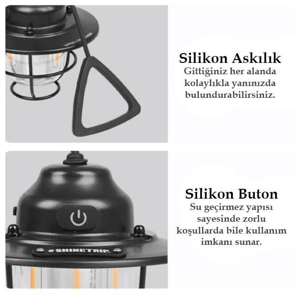 Ayt Powermaster PM-25439 Nostaljik 3 Filament 6 Smd Kamp Çadır Lambası Ampul Led Aydınlatma 1200 mAh Type-c