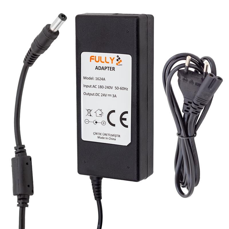 Ayt Fully O-1624A 24 Volt 3 Amper Plastik Kasa Masaüstü Adaptör Şarj Cihazı 5.5x2.5 Uç