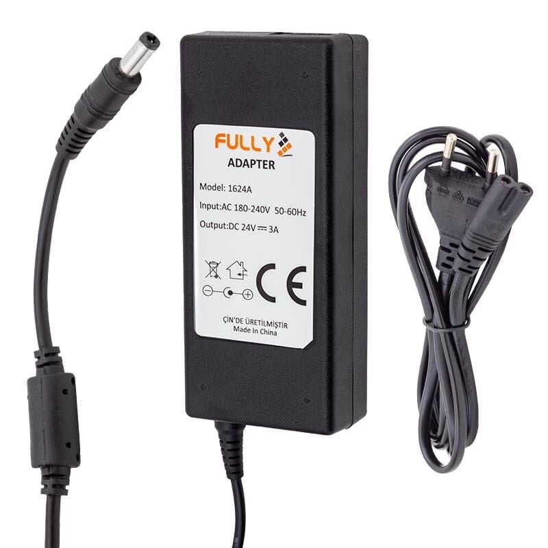 Ayt Fully O-1624A 24 Volt 3 Amper Plastik Kasa Masaüstü Adaptör Şarj Cihazı 5.5x2.5 Uç