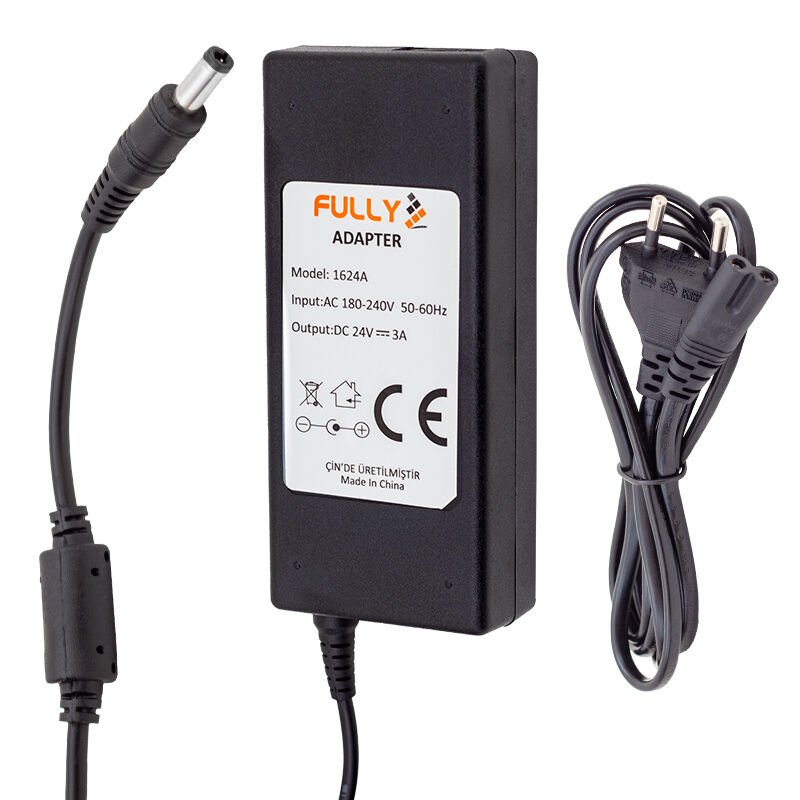 Ayt Fully O-1624A 24 Volt 3 Amper Plastik Kasa Masaüstü Adaptör Şarj Cihazı 5.5x2.5 Uç