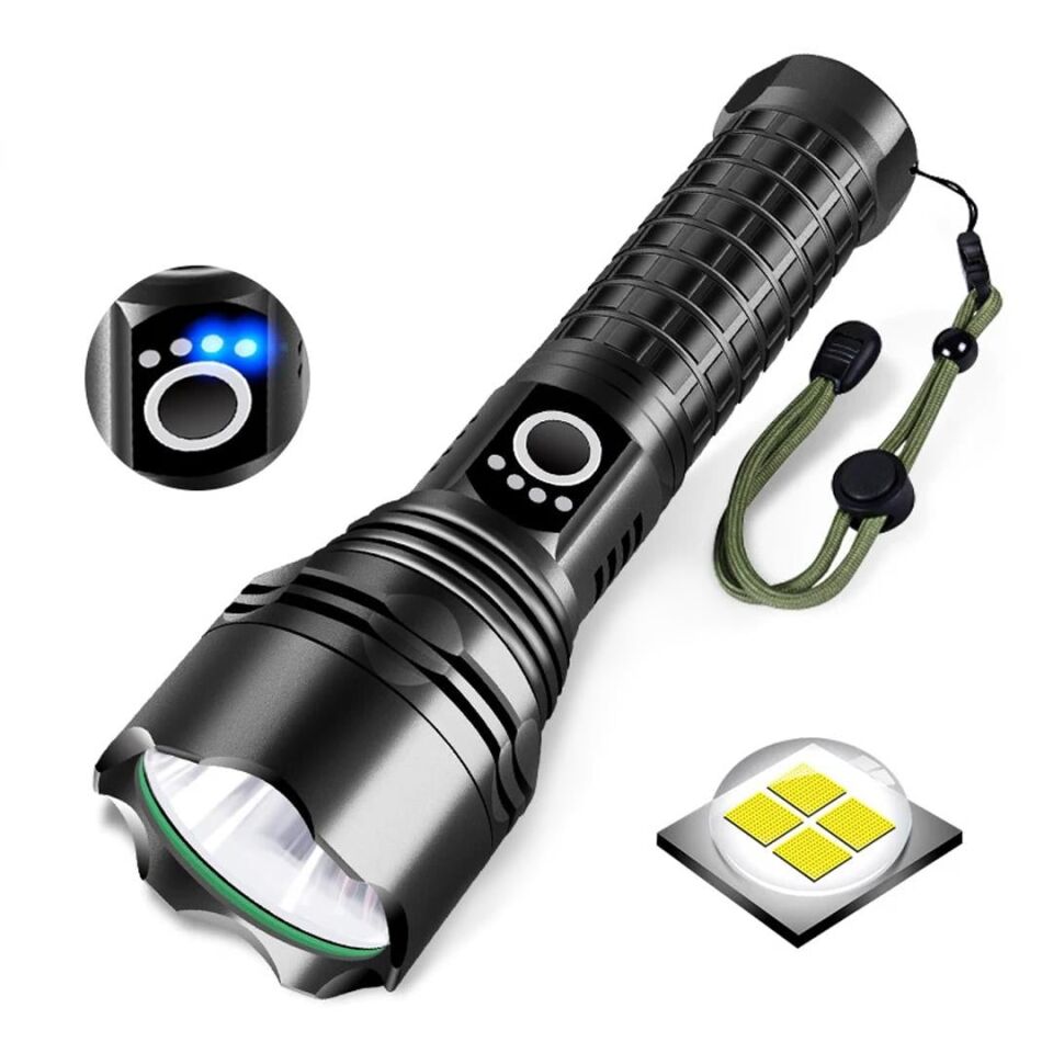 Ayt Powermaster Relax-30 P50 Uzun Menzilli 1 Km Su Geçirmez Zoomlu Flash Özellikli Şarjlı Metal Kasa Profesyonel El Feneri