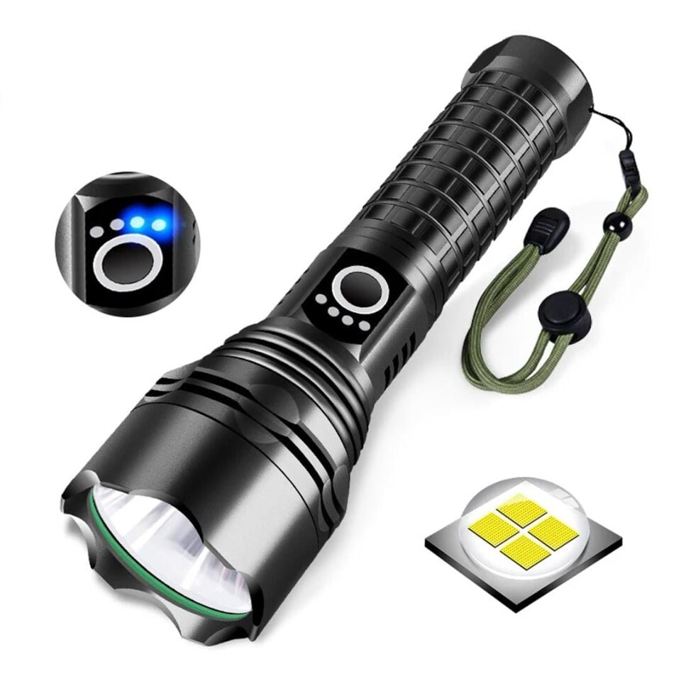 Ayt Powermaster Relax-30 P50 Uzun Menzilli 1 Km Su Geçirmez Zoomlu Flash Özellikli Şarjlı Metal Kasa Profesyonel El Feneri