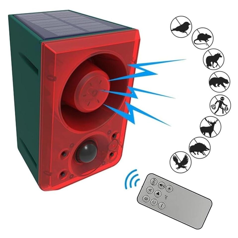 Ayt Powermaster Yüksek Sesli Vahşi Hayvan Kovucu Alarm Cihazı 130dB Şarjlı Solar Güneş Enerji Panelli Hareket Sensörlü