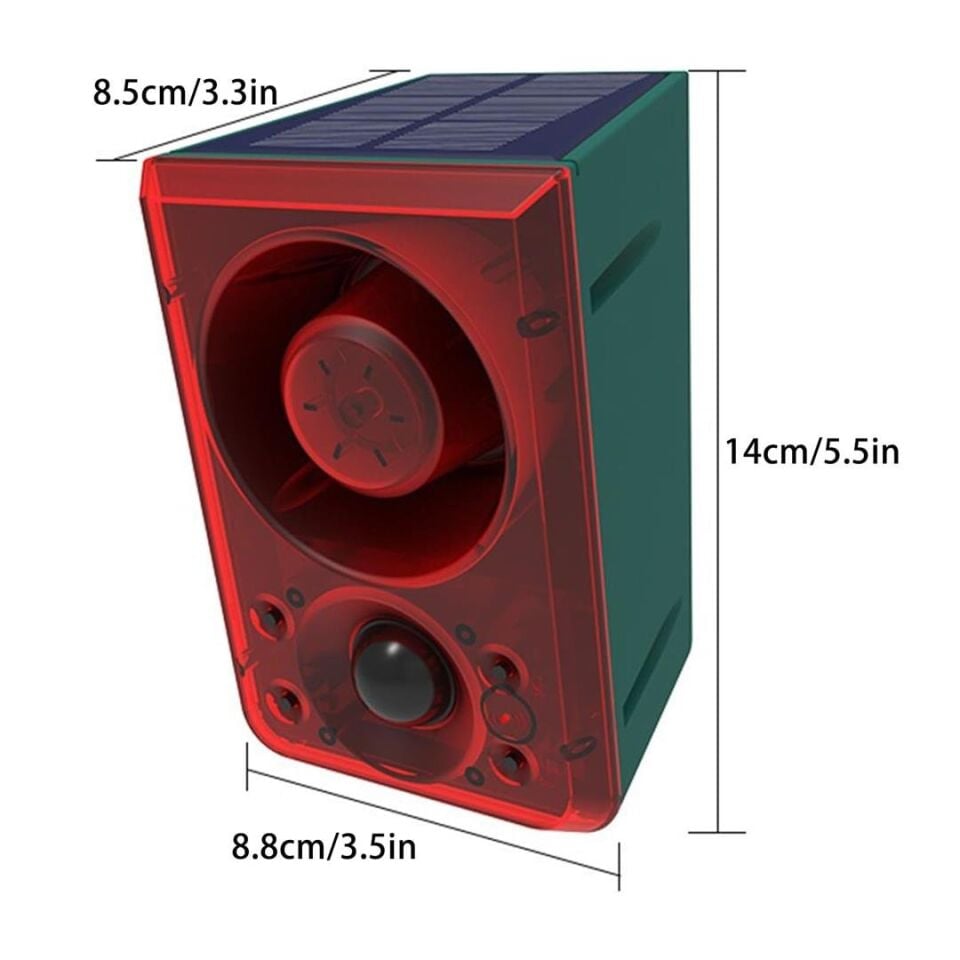 Ayt Powermaster Yüksek Sesli Vahşi Hayvan Kovucu Alarm Cihazı 130dB Şarjlı Solar Güneş Enerji Panelli Hareket Sensörlü