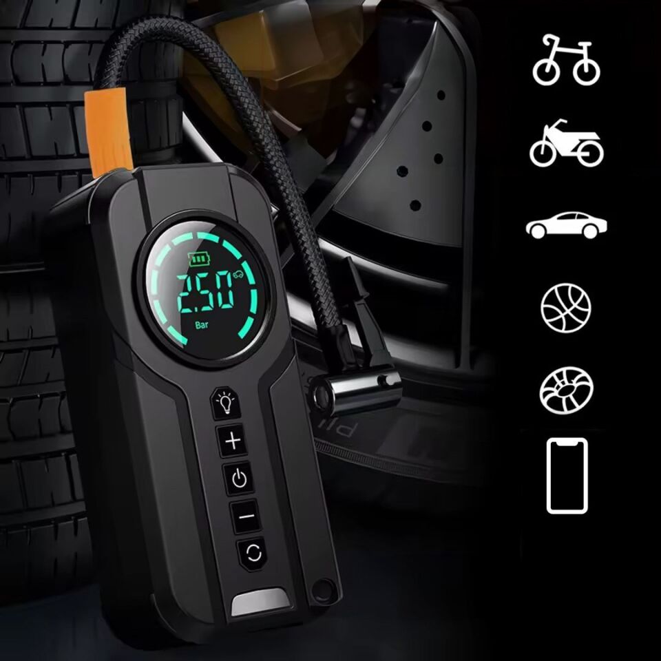Buwei BW-29879 Powerbank Araç Akü Şarj Lastik Hava Kompresörü Şişirici Taşınabilir Dijital Kablosuz El Feneri