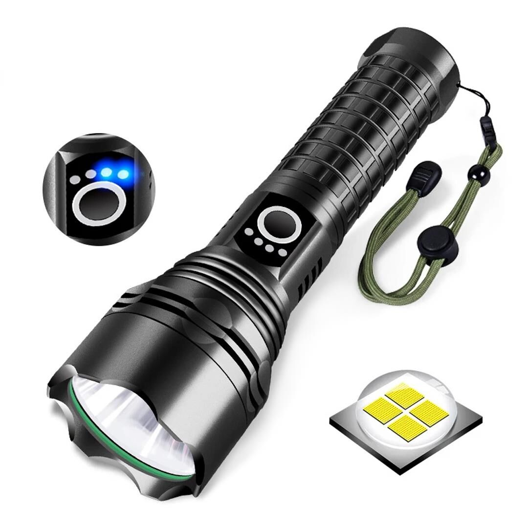 Ayt Powermaster Relax-30 P50 Uzun Menzilli 1 Km Su Geçirmez Zoomlu Flash Özellikli Şarjlı Metal Kasa Profesyonel El Feneri