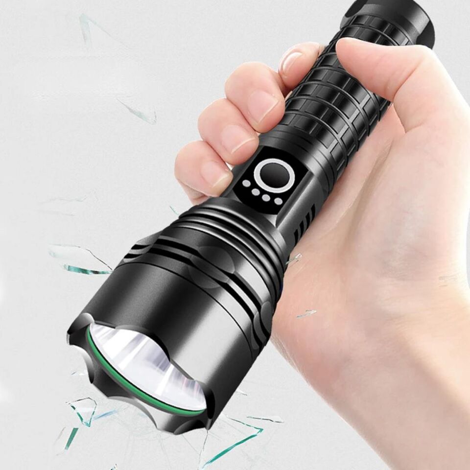 Ayt Powermaster Relax-30 P50 Uzun Menzilli 1 Km Su Geçirmez Zoomlu Flash Özellikli Şarjlı Metal Kasa Profesyonel El Feneri