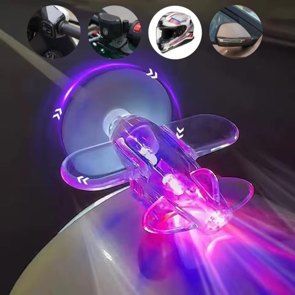 Ayt Sunup SN-26786 LED Işıklı Motosiklet Süs Uçağı Pilsiz Çalışan Kırmızı Mavi Işık Efektli Süsü