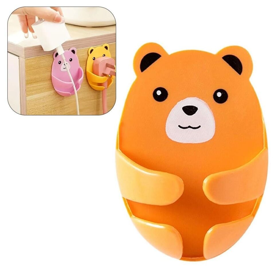 Ayt Sunup SN-27190 Ayıcık Desenli Kablo Fiş Tutucu Düzenleyici Masa Duvar Kablo Şarj Aleti Tutacağı