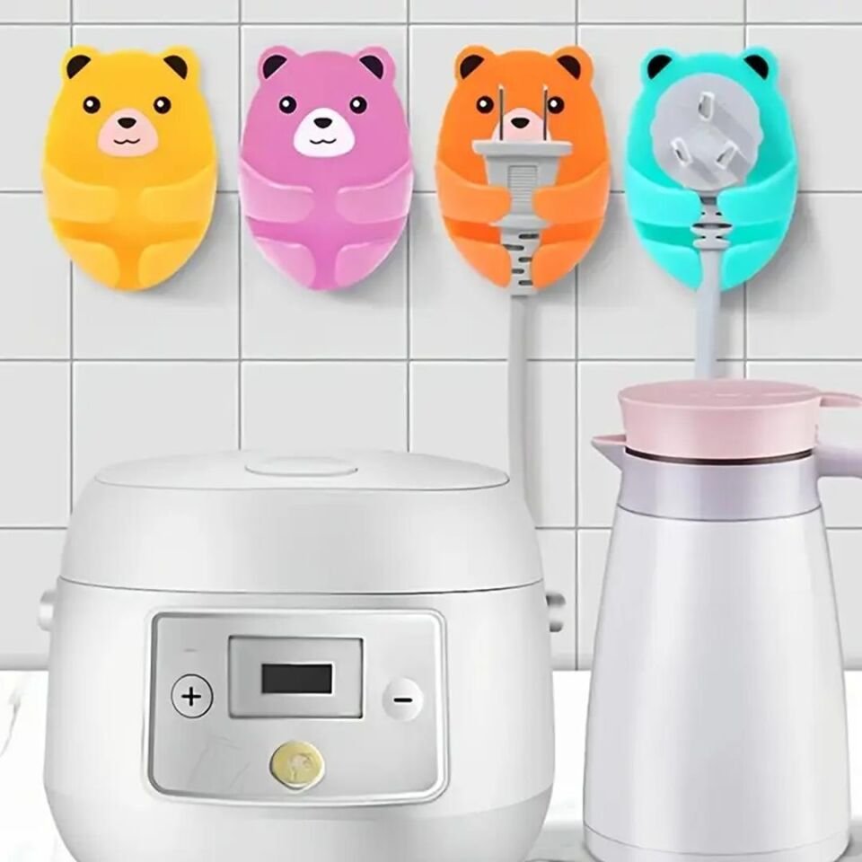 Ayt Sunup SN-27190 Ayıcık Desenli Kablo Fiş Tutucu Düzenleyici Masa Duvar Kablo Şarj Aleti Tutacağı