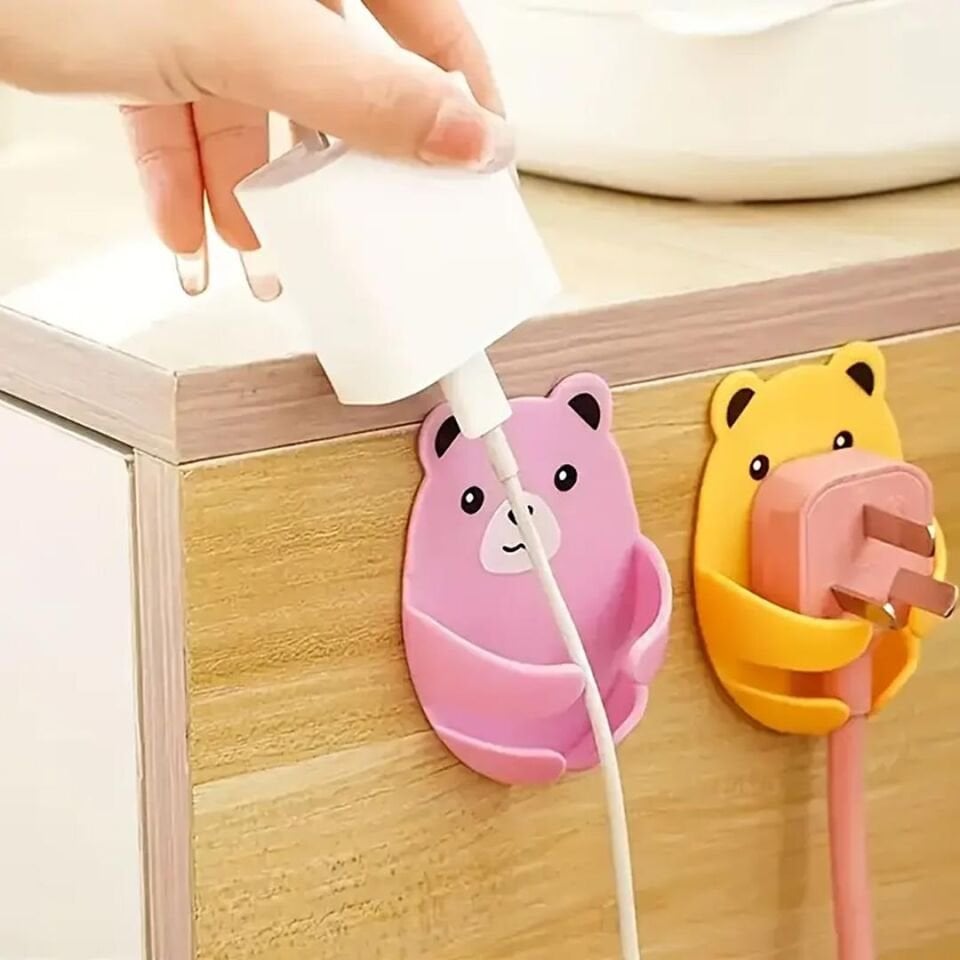 Ayt Sunup SN-27190 Ayıcık Desenli Kablo Fiş Tutucu Düzenleyici Masa Duvar Kablo Şarj Aleti Tutacağı