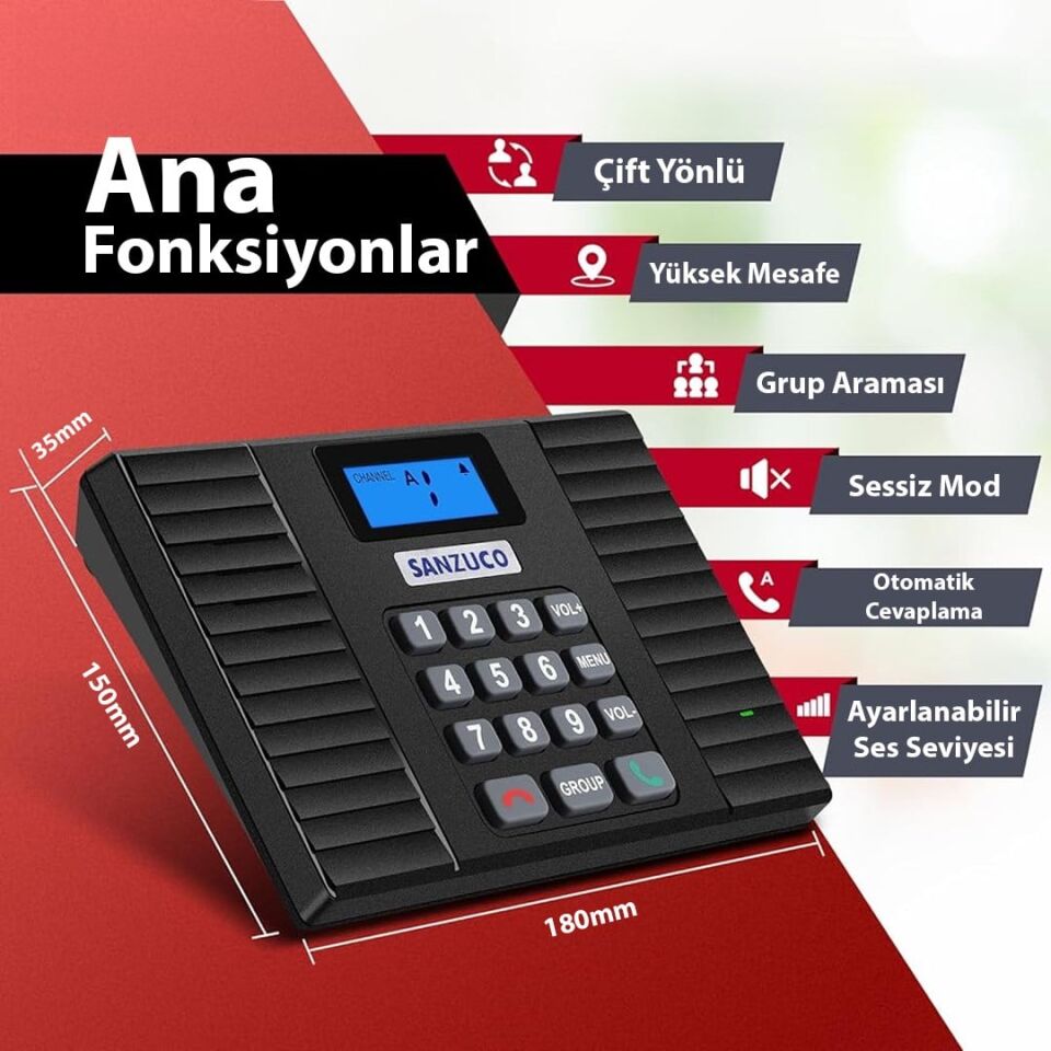 Hello F60D DC 5V 1A Kablosuz Intercom Sistemi 18 Kanal Kapalı Devre Sesli İletişim Çözümü