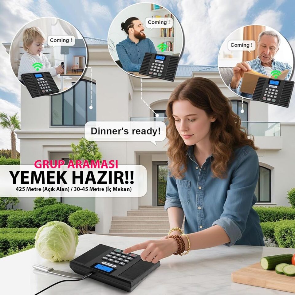 Hello F60D DC 5V 1A Kablosuz Intercom Sistemi 18 Kanal Kapalı Devre Sesli İletişim Çözümü