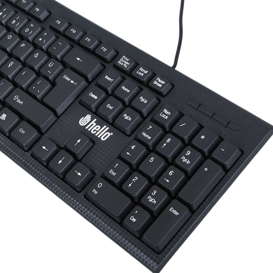 Ayt Hello HL-4809 Siyah Usb Kablolu Standart Türkçe Q Klavye Pc Bilgisayar Klavyesi