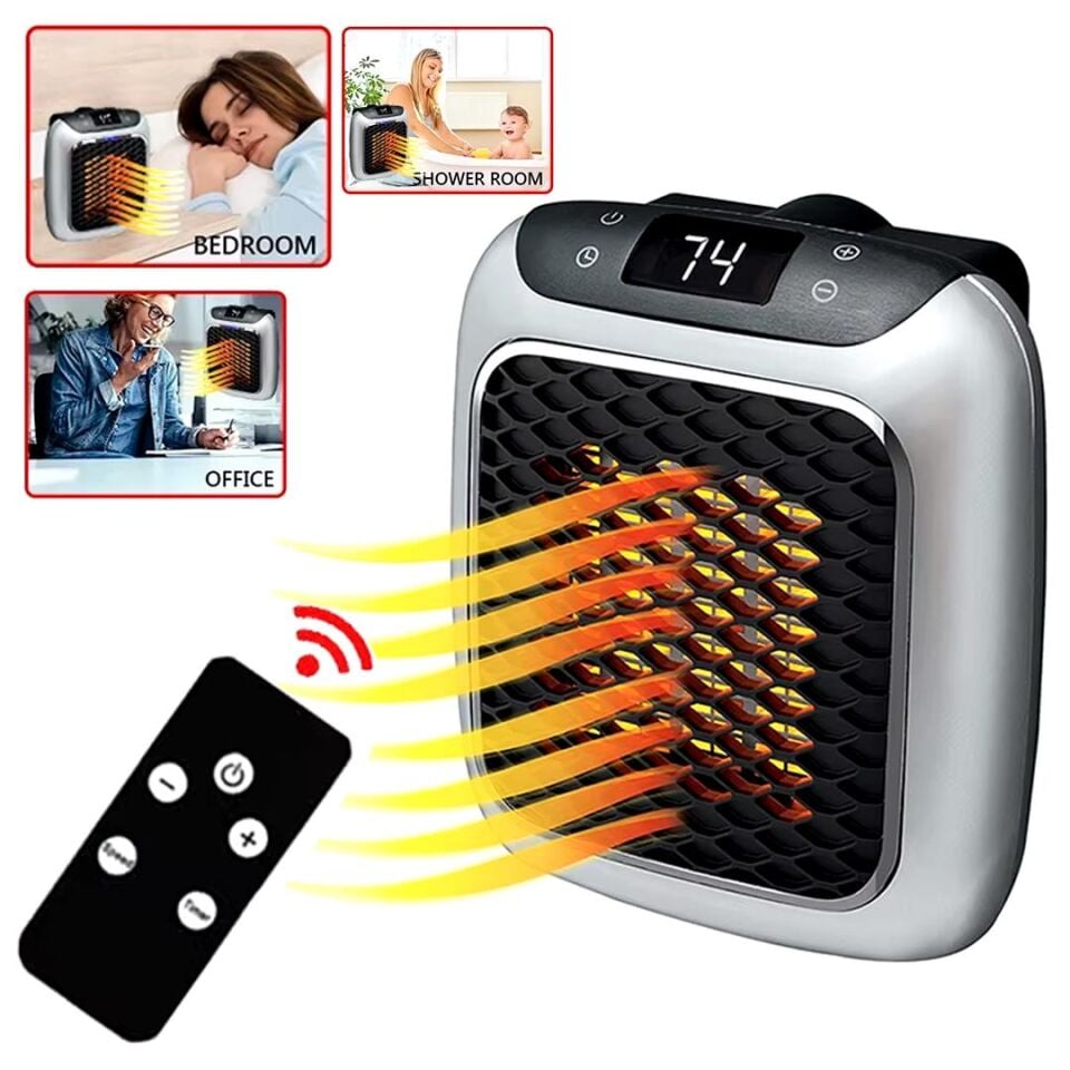 Ayt Powermaster PM-26513 800 Watt Priz Tipi Uzaktan Kumandalı Taşınabilir Fan Isıtıcı Zamanlayıcı Otomatik Kapanma