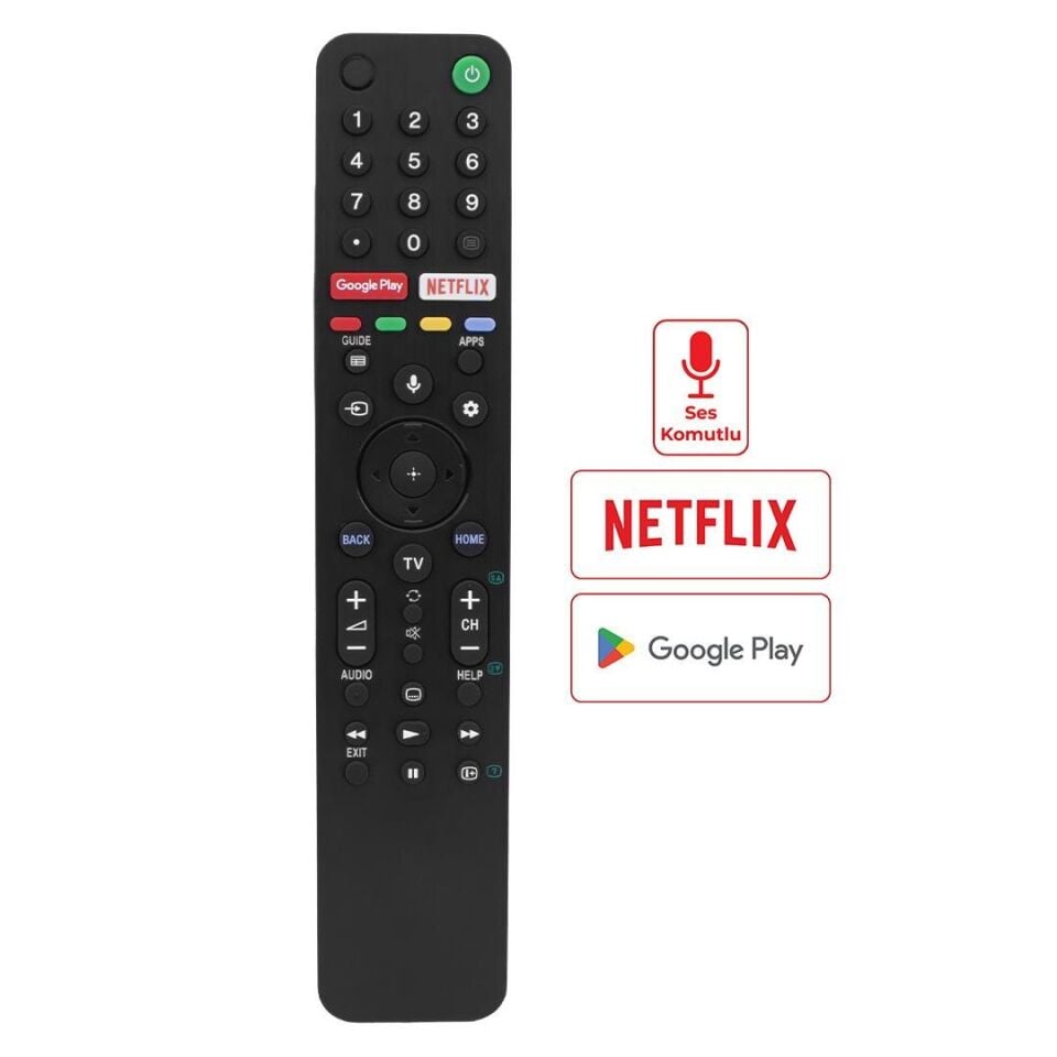 Weko Kl Sony RMF-TX500P Sesli Kumanda Ses Komutlu LCD LED Tv Kumandası Netflix Google Play Tuşlu
