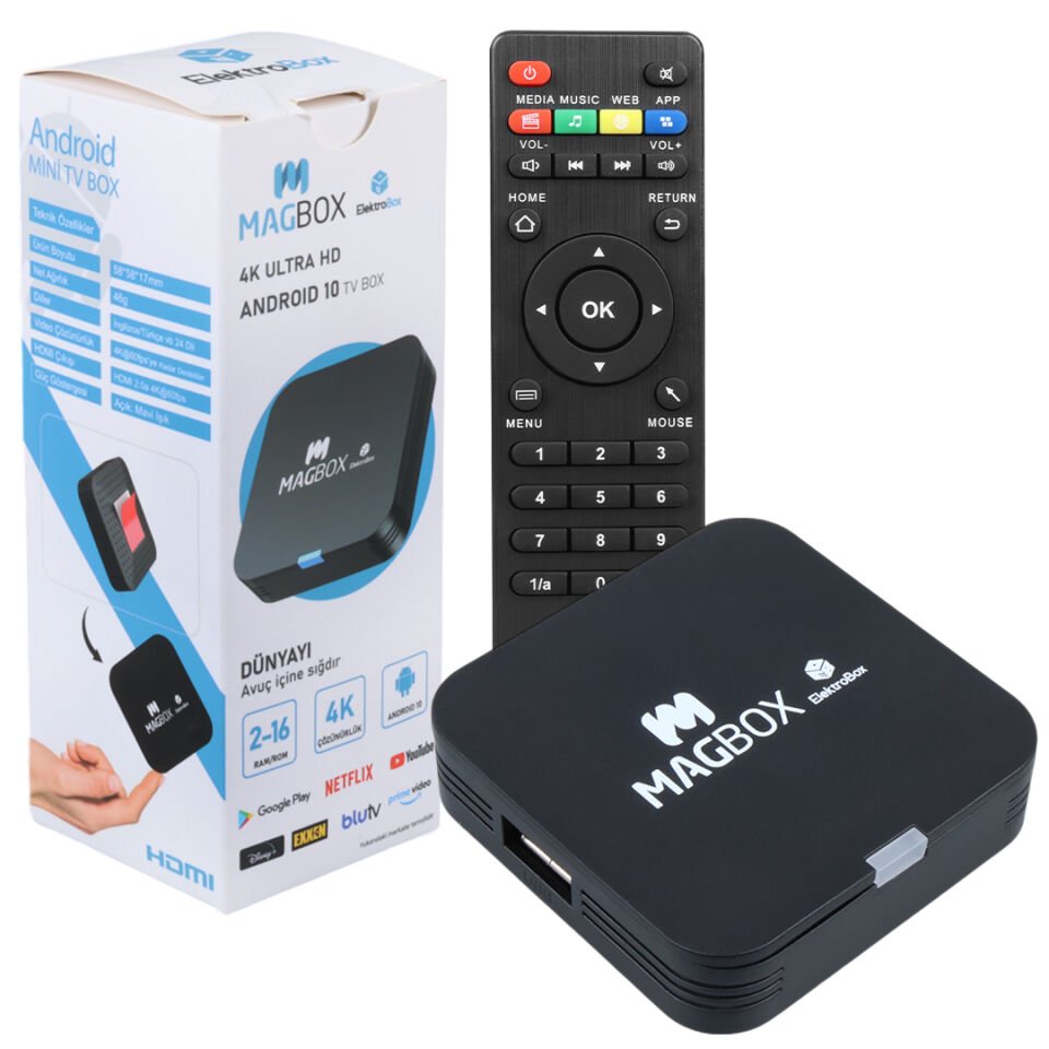 Ayt Magbox Electrobox 2 GB Ram H313 İşlemci 16 GB HDD 4K Ultra HD Android Box Android 10 İ p Tv Destekli