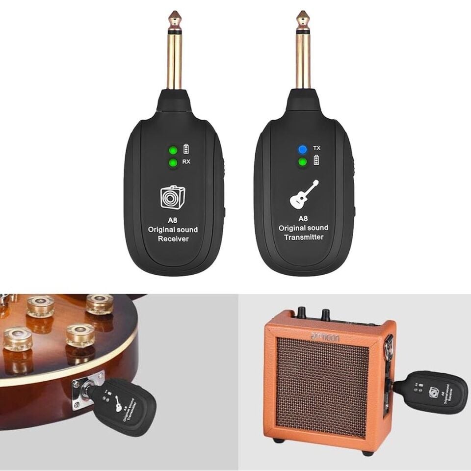 Ayt Magicvoice MV-19583 Uhf Gitar Tip Kablosuz Amfi Ve Enstrüman Kablosuz Mikrofonu Verici Ses Aktarıcı