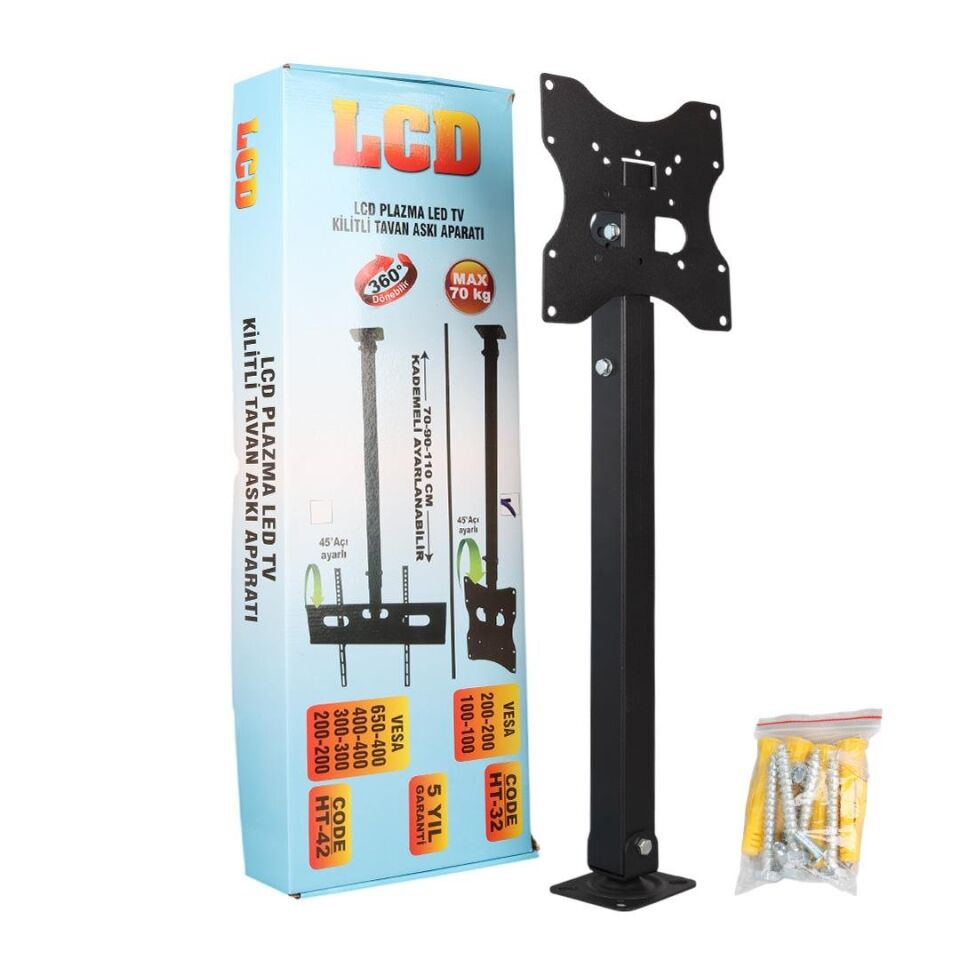 Powermaster PM-32 Lcd Led Tv Tavan Askı Aparatı 32 İnç 81 Ekran Uyumlu Yükseklik Ağızlı Lcd Askı Aparatı
