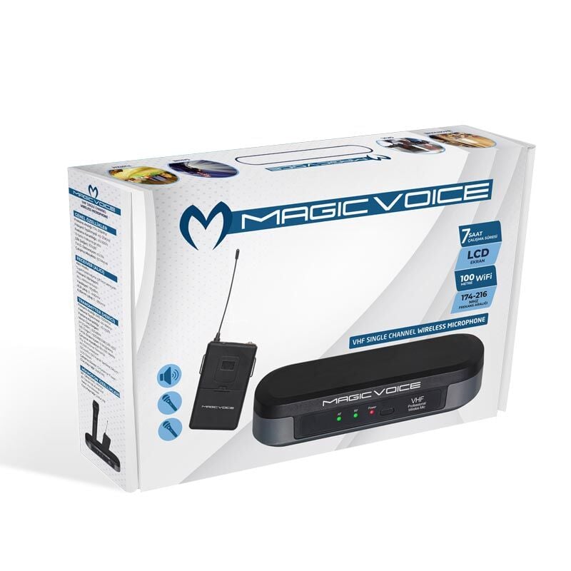 Magicvoice MV-3812 VHF Yaka Tipi Telsiz Mikrofon Kablosuz Yaka Mikrofonu Alıcı Verici Tam Set