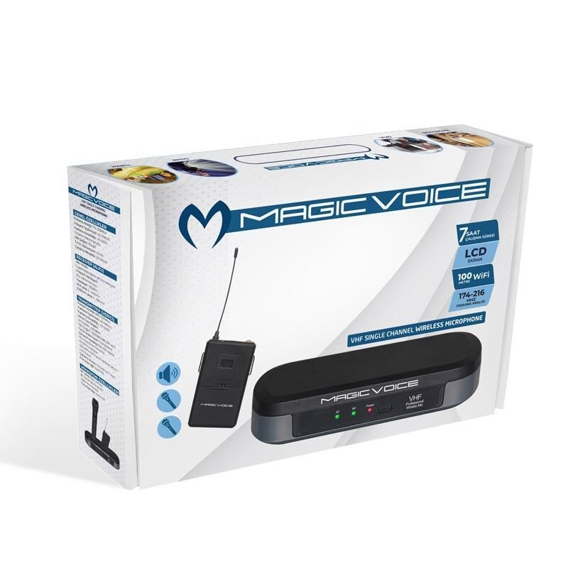 Magicvoice MV-3812 VHF Yaka Tipi Telsiz Mikrofon Kablosuz Yaka Mikrofonu Alıcı Verici Tam Set