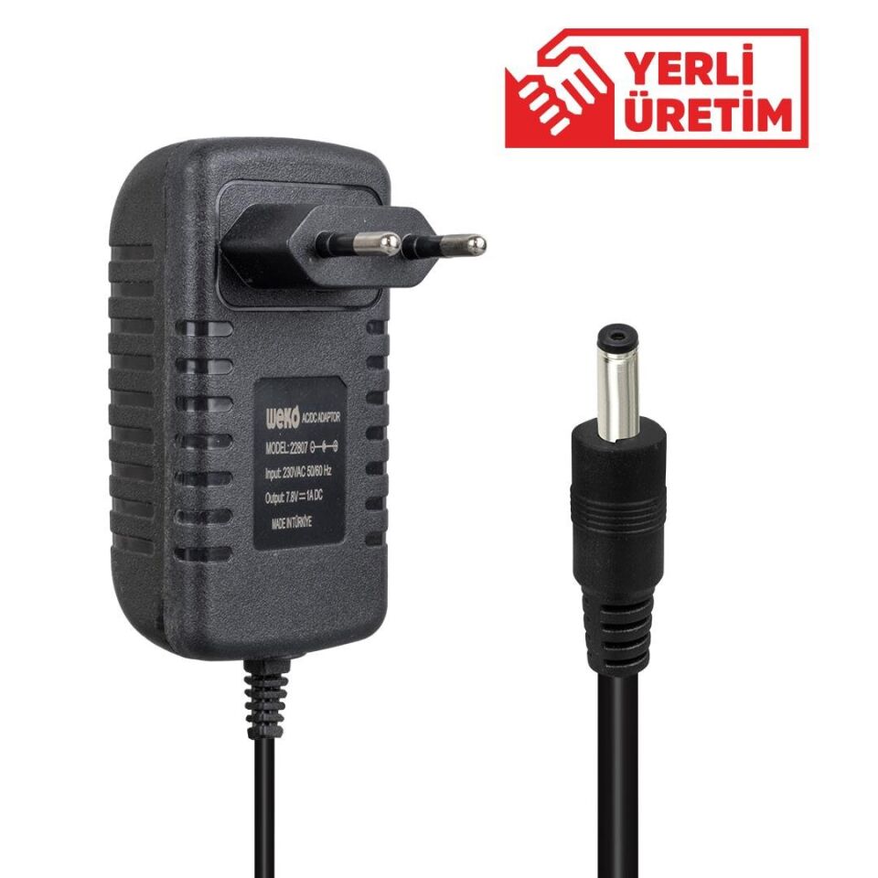 Weko 7.8 Volt - 1 Amper 4.0*1.7 Uçlu Gösterge Ledli Yerli Üretim Akü Şarj Adaptörü