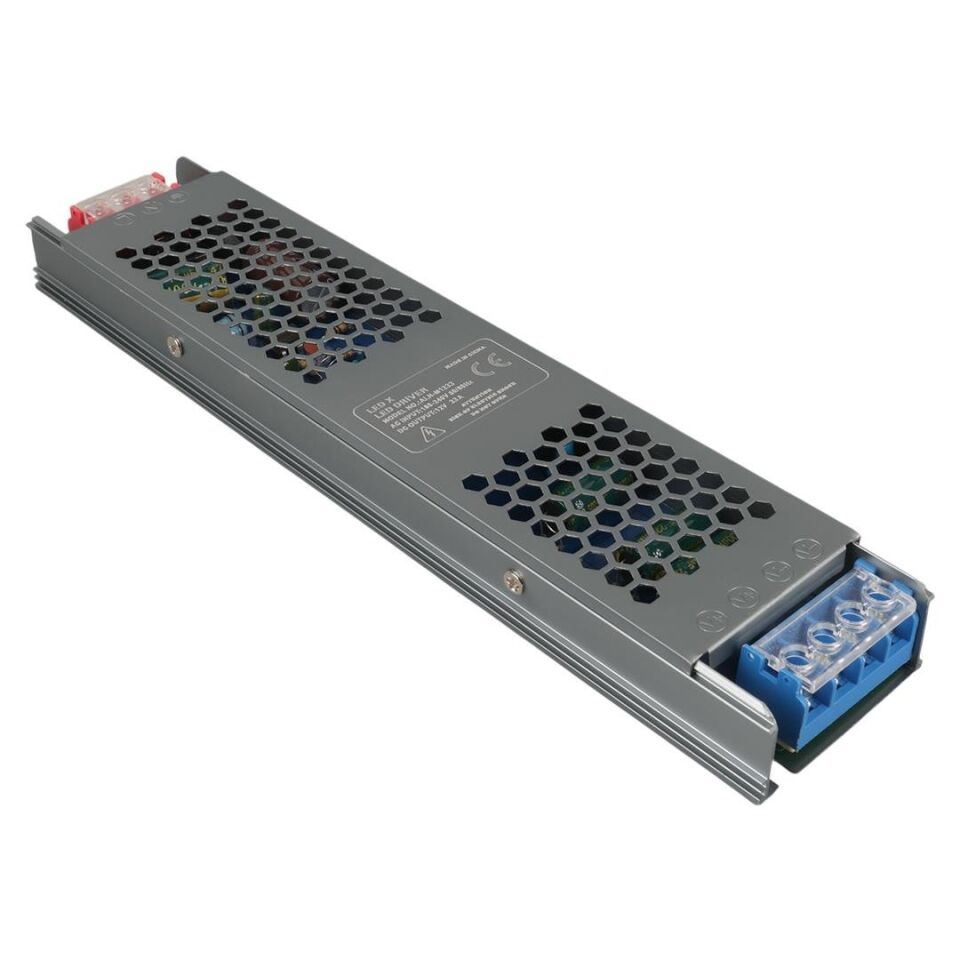 Ayt Ledx ALN-M1233 12 Volt 33 Amper 240x24x12mm Ultra Slim Metal Kasa Adaptör Şerit Led Adaptörü
