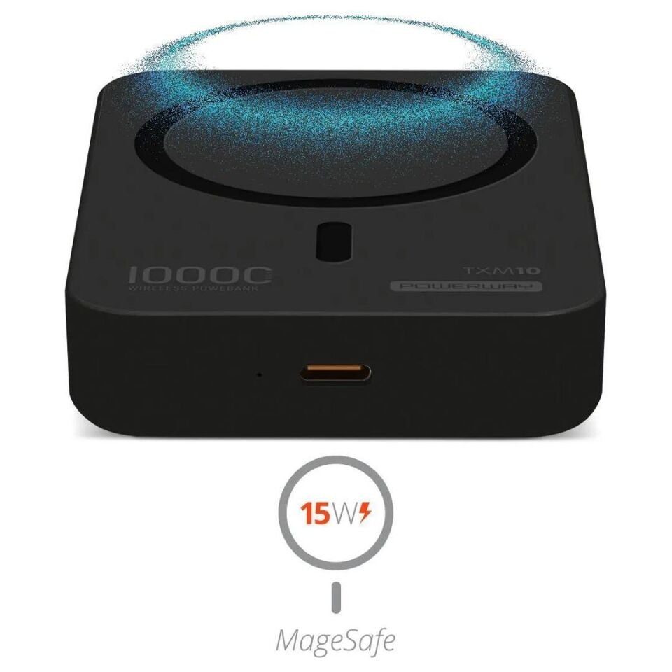 Powerway 10.000Mah PD15W Magsafe Kablosuz Wireless Taşınabilir Şarj Cihazı Siyah Powerbank TXM10