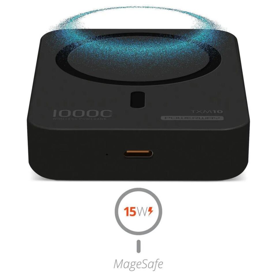 Powerway 10.000Mah PD15W Magsafe Kablosuz Wireless Taşınabilir Şarj Cihazı Siyah Powerbank TXM10