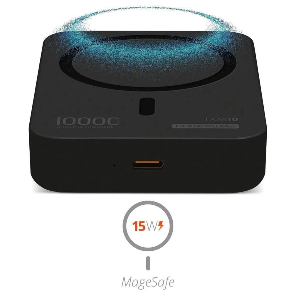 Powerway 10.000Mah PD15W Magsafe Kablosuz Wireless Taşınabilir Şarj Cihazı Siyah Powerbank TXM10