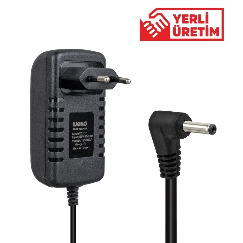 Weko 12 Volt 3 Amper 3.5x1.35 mm Uçlu Adaptör Vera Yazar Kasa Pos Cihazı Adaptörü Şarj Aleti Cihazı