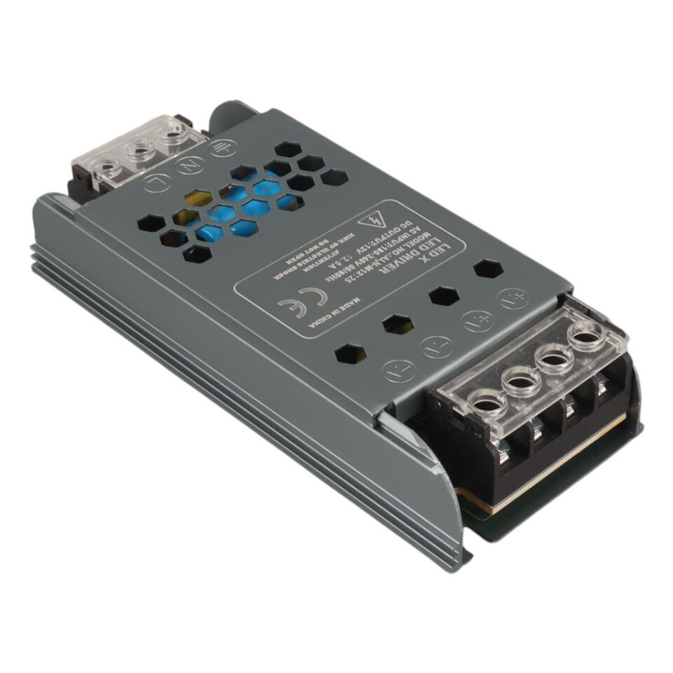 Ayt Ledx ALN-M12125 12 Volt 12.5 Amper 57x24x12mm Ultra Slim Metal Kasa Adaptör Şerit Led Kamera Adaptörü