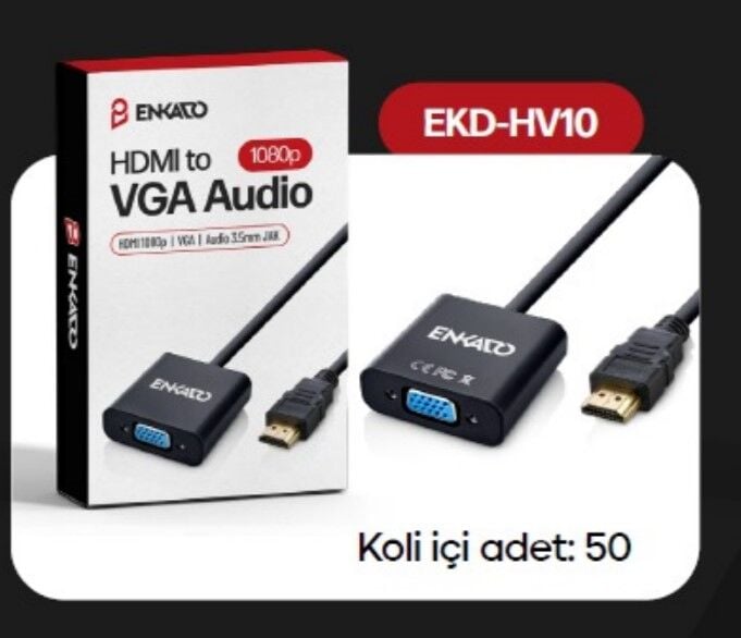Enkado EKD-HV10 HDMI To VGA Aktif Çevirici Adaptör 3.5Mm Ses Çıkışlı Full HD