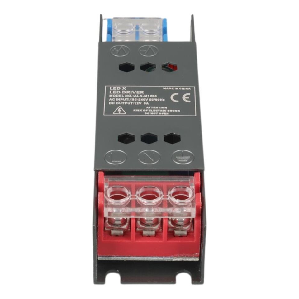 Ayt Ledx ALN-M1205 12 Volt 5 Amper 50x15x11mm Ultra Slim Metal Kasa Adaptör Şerit Led Kamera Adaptörü