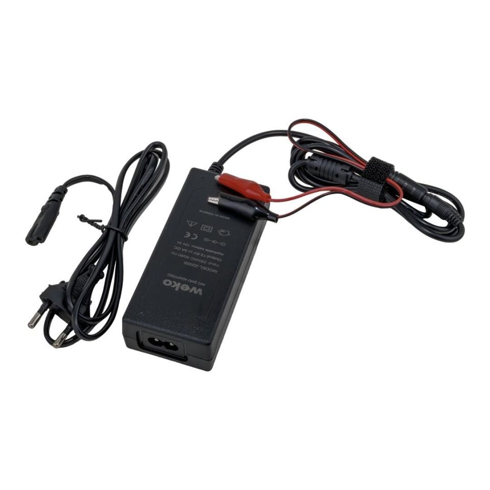 Ayt Weko 12.6 Volt 3 Amper Akü Şarj Cihazı Aleti 5.5 2.5 Uçlu Krokodil Uçlu Ledli Yerli Üretim Masaüstü