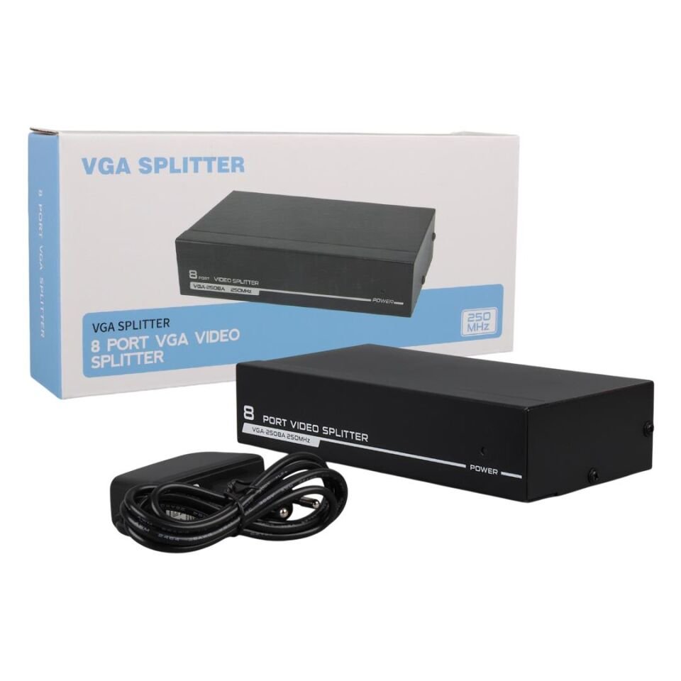 Powermaster 8 Port VGA Çoğaltıcı 250 Mhz Splitter Vga Görüntü Çoklayıcı