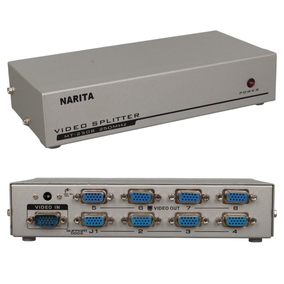 Powermaster 8 Port VGA Çoğaltıcı 250 Mhz Splitter Vga Görüntü Çoklayıcı