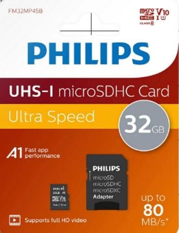 Philips FM32MP45B/00 32GB Class10 UHS-I U1 TF Adaptörlü Micro SDHC Hafıza Kartı