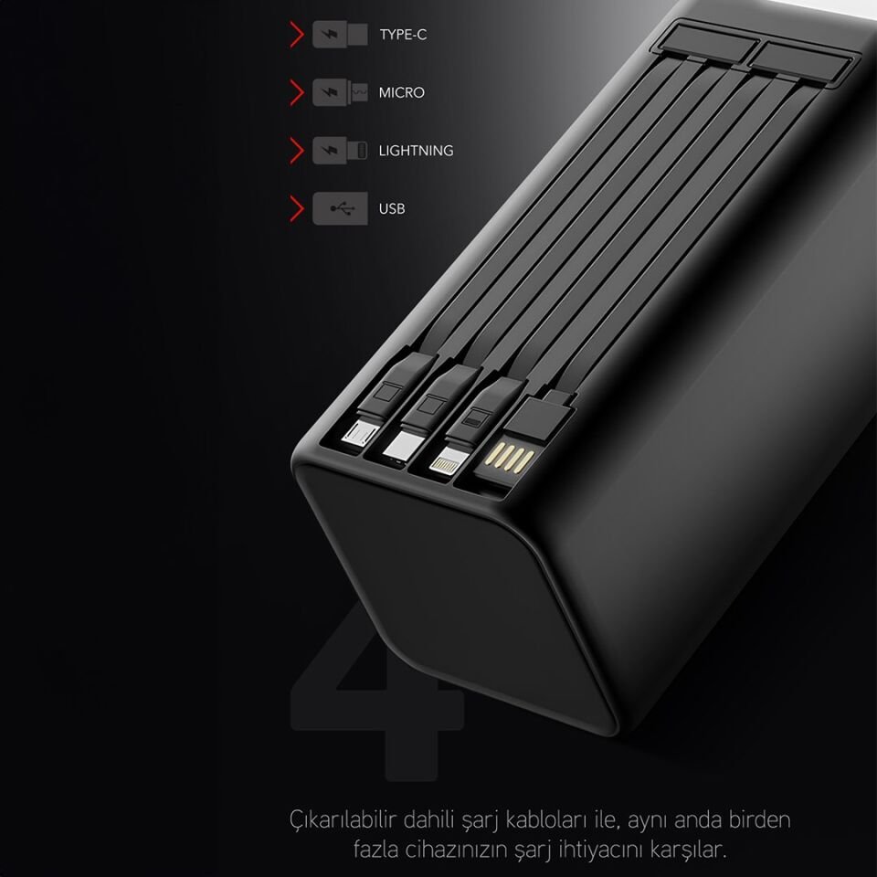 Powerway PD80 80.000Mah 22.5W PD & QC 3.0 Hızlı Şarj Destekli Dijital Göstergeli Powerbank